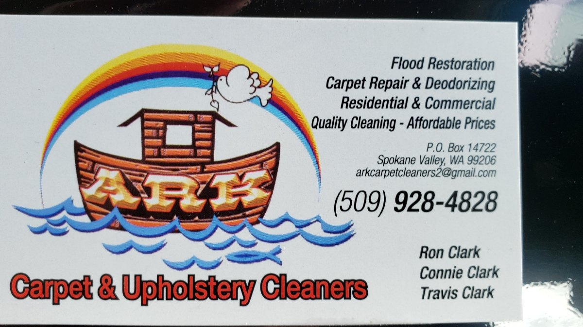 Ark Carpet & Upholstery Cleaners business card listing the Clark family and services